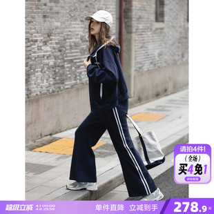 连帽卫衣蕾丝设计感独特小众卫裤 唐狮2026秋冬季 套装 女开衫 子套装
