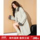 厚外套时尚 唐狮翻领撞色长款 棉服女冬季 棉衣复古英伦风大衣
