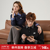 新款 通勤风女士短款 情侣长袖 休闲美式 polo假两件男士 唐狮2026春季