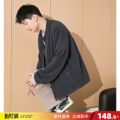 外套衬衫 男士 翻领商务休闲宽松百搭上衣纯色细节 新款 唐狮春季