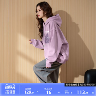 唐狮春秋新款加绒连帽卫衣休闲加厚卫衣外套女套头连帽衫女pd