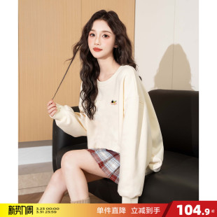 唐狮2026春季 圆领卫衣女套头早春ootd穿搭宽松潮好看休闲 新款
