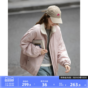 唐狮2026秋冬季短款厚外套女撞色仿羊羔绒领子短款棉衣保暖夹克