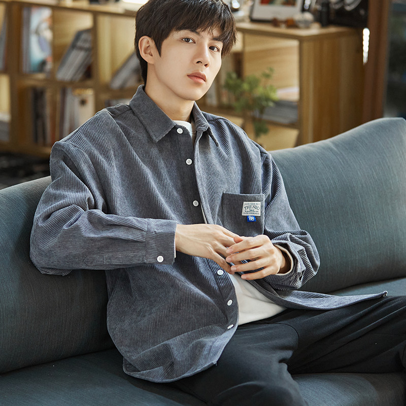 唐狮冬季新款灯芯绒衬衫男保暖加绒长袖衬衫复古男士衬衣外套,男装,衬衫,淘宝优惠券,粉丝福利购,淘宝优惠卷