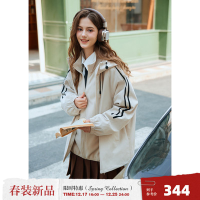 唐狮2025新款连帽工装外套女冬季冲锋少年上衣户外运动三合一外套