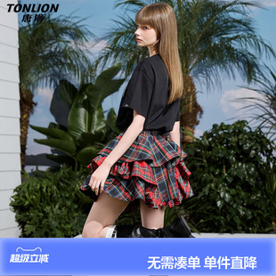 【关晓彤同款】唐狮2026夏季新款半身裙女士格子短裙蛋糕裙好看