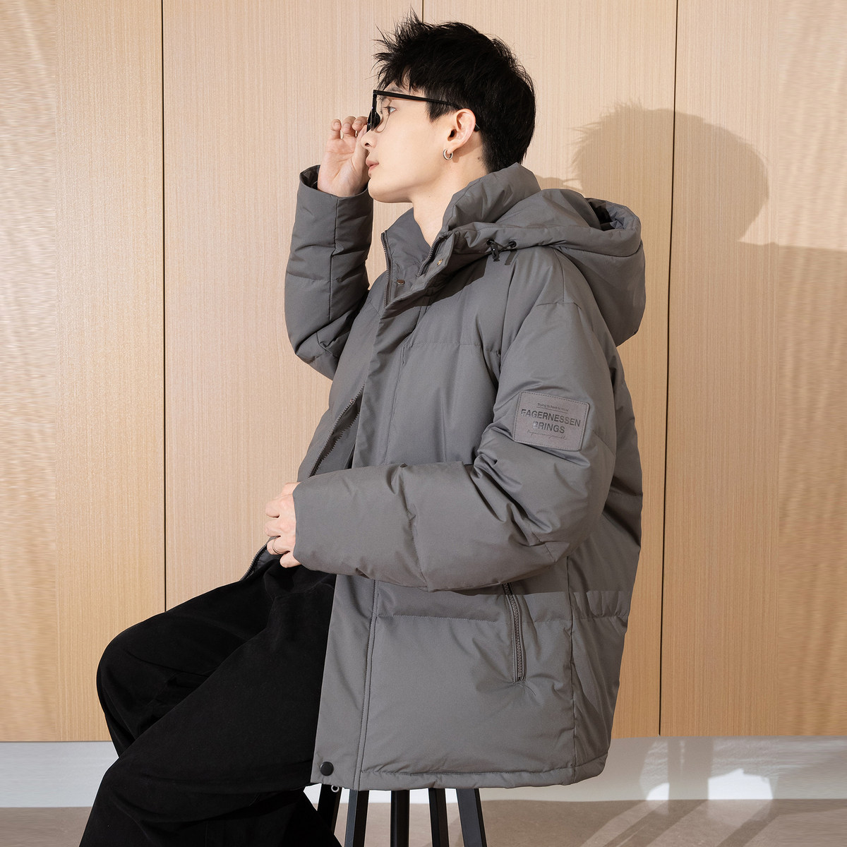 唐狮2024冬季新款羽绒服男连帽短款加厚保暖外套韩版青少年面包服