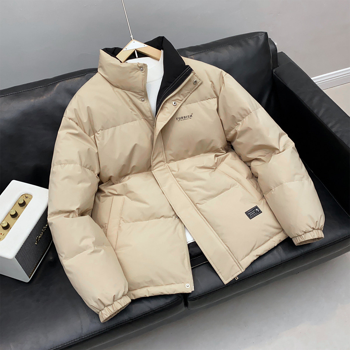 唐狮2026冬季新款男士羽绒服立领短款面包服撞色拼接高级感男装潮