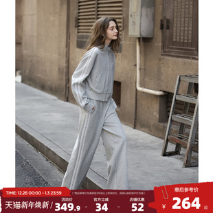 卫衣短款 两件套女立领开衫 长裤 阔腿裤 唐狮25秋季 休闲风套装 女套装