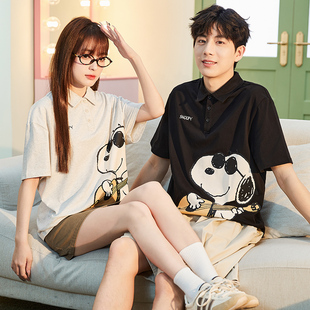 [史努比联名]唐狮2026夏季新款短袖polo衫男纯棉翻领t恤女情侣装