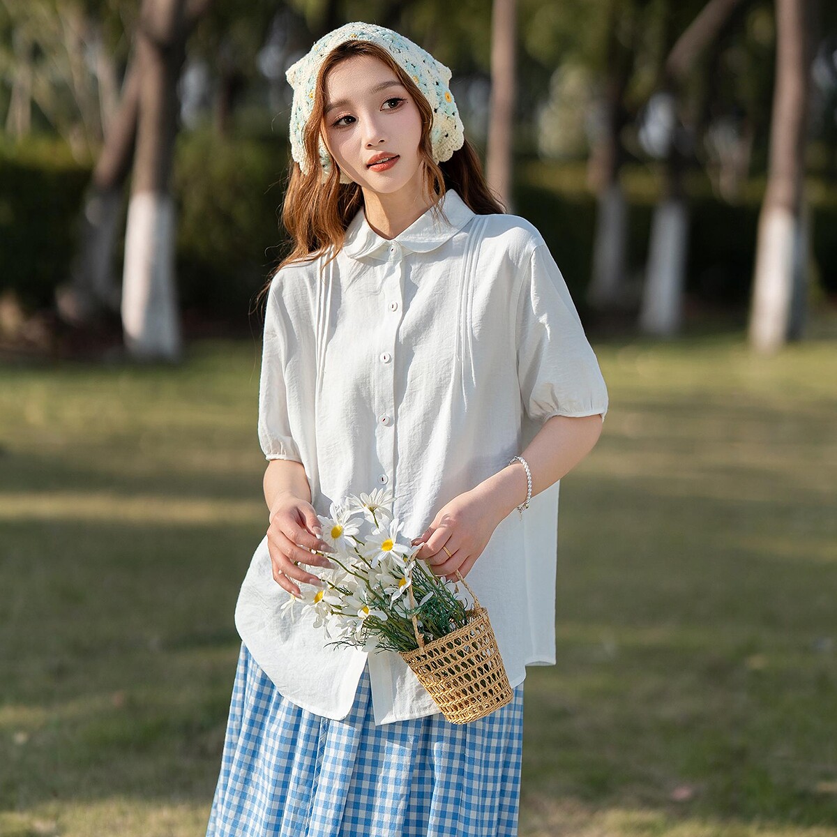 唐狮2026新款夏季女短袖衬衫薄款设计感褶皱独特超好看气质上衣