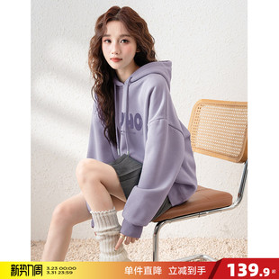 唐狮春秋新款爆款加绒衣女加厚连帽卫衣外套百搭小个子内搭女