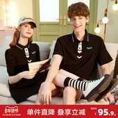 男士 唐狮2025夏季 有翻领t恤女连衣裙黑色潮 短袖 polo衫 新款 情侣装