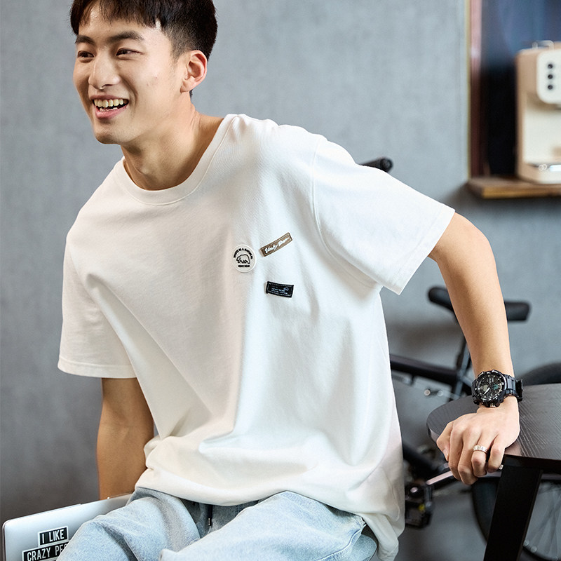 唐狮新款夏季短袖t恤纯棉男衣服半袖宽松打底衫上衣纯色潮牌t,男装,T恤,淘宝优惠券,粉丝福利购,淘宝优惠卷
