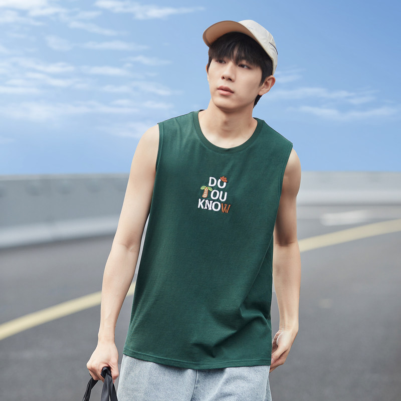唐狮2024夏季新款男背心圆领无袖百搭透气坎肩T恤男汗衫内搭上衣