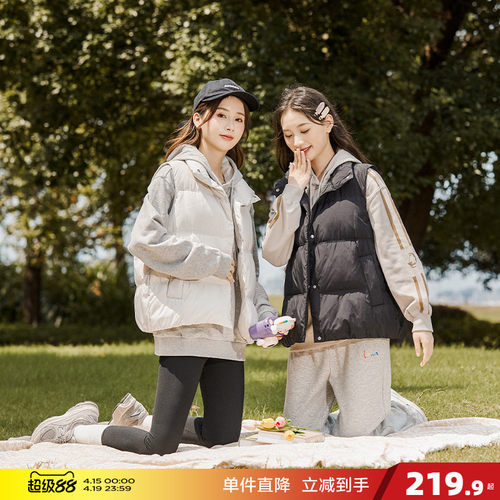 冬装宽松休闲羽绒服马甲唐狮