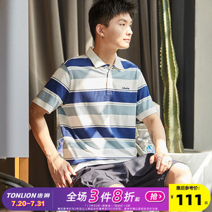 男士 唐狮夏季 polo衫 新款 带条纹商务高级感有翻领t恤潮牌休闲 短袖