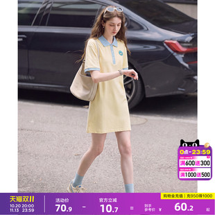 唐狮新款女连衣裙甜美气质polo领裙子高级小众宽松短裙减龄慵懒