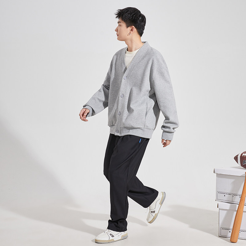 唐狮2024春秋季新款卫衣男士肌理青少年宽松舒适休闲开衫外套潮