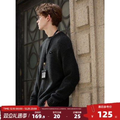 唐狮2025秋冬季毛衣男圆领套头设计感简约时尚慵懒风高级感毛线衫