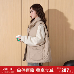 唐狮2026新款黑白色羽绒马甲背心女外穿冬季超好看立领羽绒服