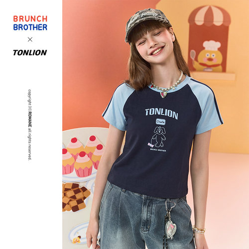 【Brunch Brother联名】唐狮短袖t恤女士2026夏休闲短款洋气好看