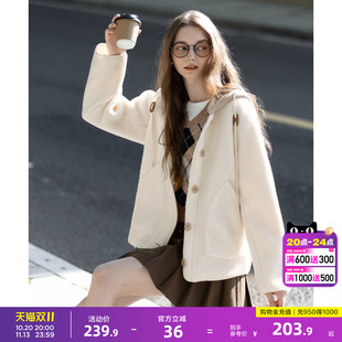 唐狮2026外套女款秋冬气质韩系高级显瘦女士假两件仿羊羔毛外套
