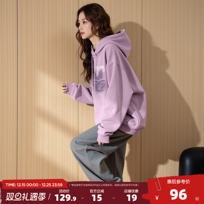 唐狮2025春秋新款加绒连帽卫衣休闲加厚卫衣外套女套头连帽衫女pd