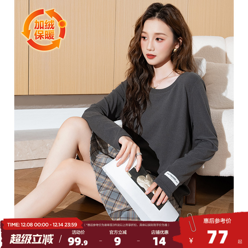 唐狮2025新款春季打底衫女圆领净色长袖贴布标针织内搭上衣百搭