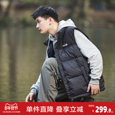 唐狮2026秋冬季男短款立领羽绒服黑色时尚外穿羽绒背心简约设计