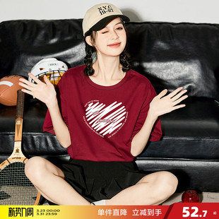 设计感小众印花体恤纯棉白色上衣 新款 唐狮短袖 T恤女宽松夏季