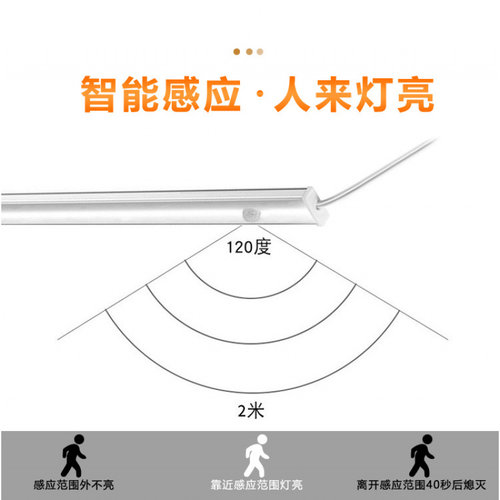 220v人体感应橱柜灯led柜底灯酒