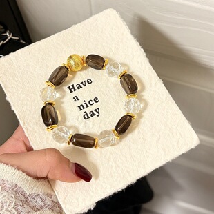 个性 原创复古美拉德冰曜石随型珠水晶手串百搭女款 手饰品 秘境