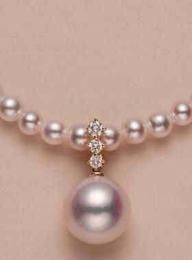 银贝s925施家珍珠项链同款akoya小颗粒baby颈链女感吊坠