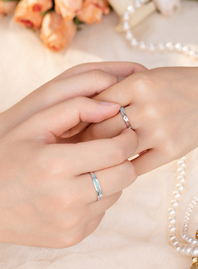 夜光999纯银流星雨情侣戒指韩版原创创意小众ins星星对戒520礼物