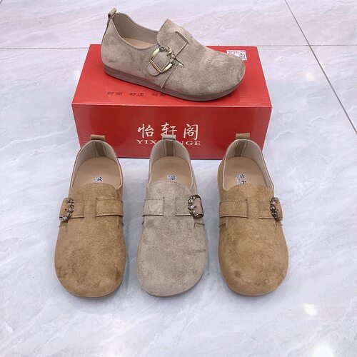 怡轩阁新款老北京布鞋女款休闲舒适百搭勃肯鞋一脚蹬透气防滑单鞋