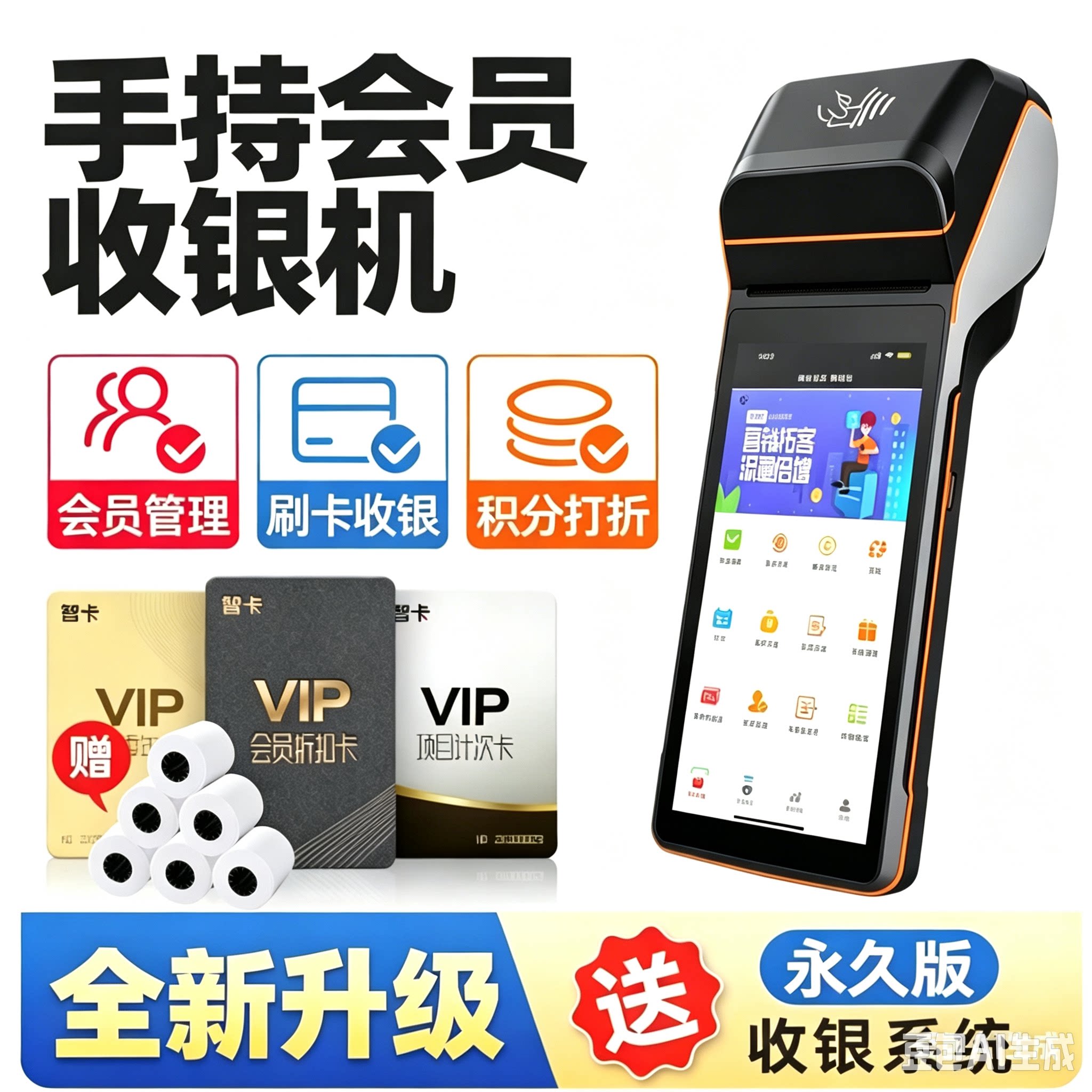 收银机一体机扫码点菜点餐机收款机点单机商用超市便利店餐饮奶茶店服装店药店洗车店手持移动收银系统软件