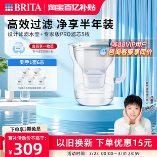 套组 碧然德家用过滤水壶净水器设计师1壶6芯PRO版 孙颖莎推荐