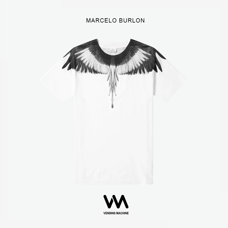 Marcelo Burlon 19ss teeº£ÍâÕýÆ·MBпî°×É«Òø»Ò³á°òÄÐÅ®¶ÌÐäTÐô