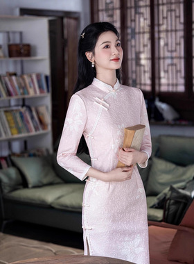 2025新款粉色新中式旗袍年轻款少女高级感连衣裙改良日常可穿