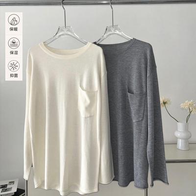松弛感满满~羊毛打底衫宽松舒适基础百搭厚T恤经典慵懒风针织衫