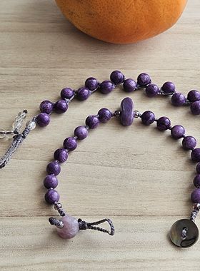 锦绣微光‖原创设计串珠手串天然紫龙晶手串手工编织手链实物拍摄