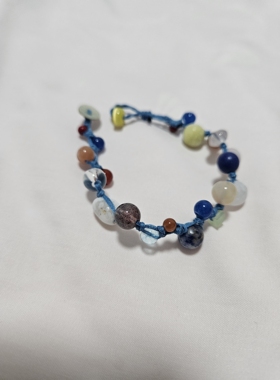 玛瑙手链女款多宝手串蜡绳编织肉手链