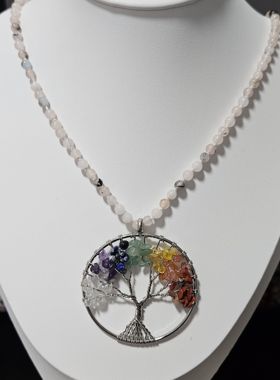 锦绣微光 ‖ 原创设计七彩生命树项链天然石头玛瑙珠链53cm