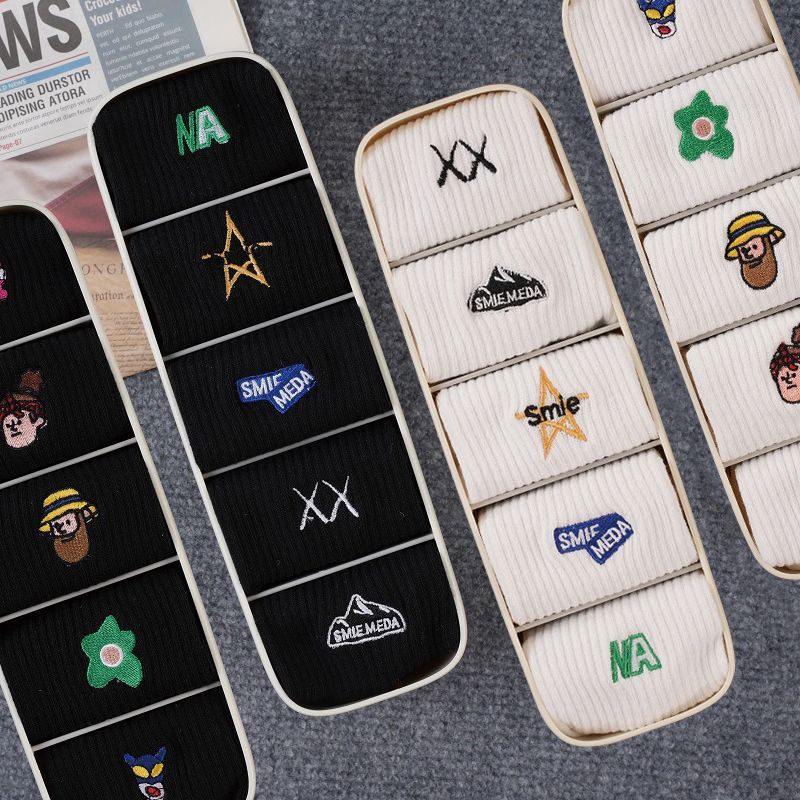 诸暨黑色袜子女中筒袜春秋男款ins潮百搭白色篮球袜秋冬季无骨袜