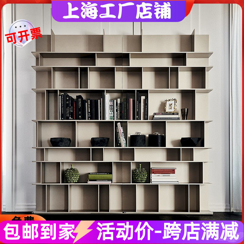 意式极简书架钢琴烤漆书柜创意个性落地展示柜壁挂书橱置物架整装