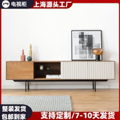 意式 极简烤漆客厅电视柜现代简约视听柜胡桃木色电视柜茶几组合柜