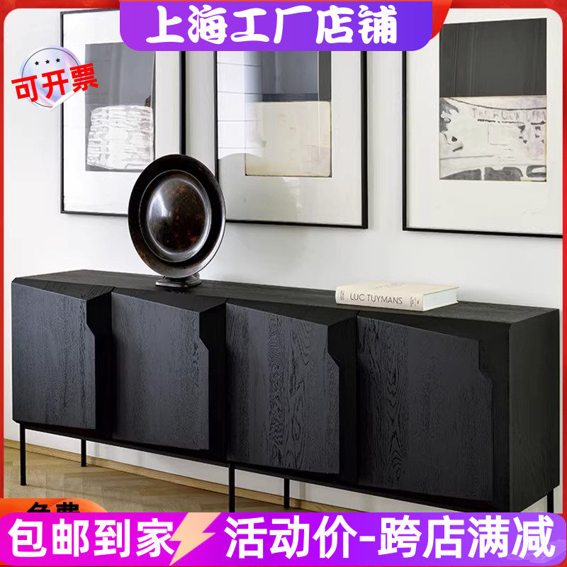 新品网红餐边柜黑橡木钢琴烤漆餐边柜现代简约碗柜多功能储物柜