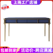 北欧烤漆书桌创意办公桌现代简约不锈钢老板桌多功能写字台整装