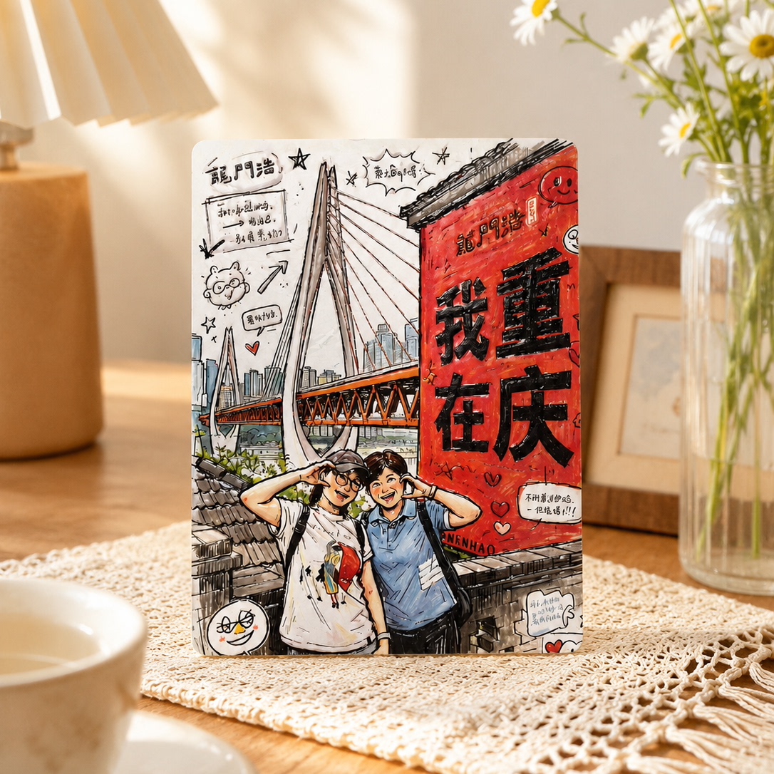 涂鸦风冰箱贴定制旅游纪念陶瓷闺蜜礼物创意礼品陶瓷浮雕冰箱贴